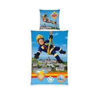 Herding Fireman Sam Bed Linen, Pillowcase 80 x 80 cm with Reversible Motif, Duvet Cover 135 x 200 cm, with Zip, 100% Cotton/Renforcé
