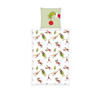 Herding Grinch Flannel Bedding Set, Pillowcase 70 x 90 cm, Duvet Cover 140 x 200 cm, with Button Placket, 100% Cotton/Flannel