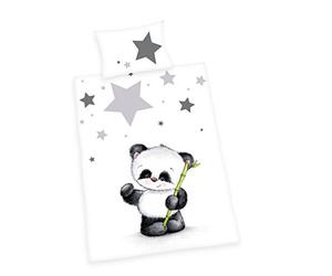 Herding Jana Panda Baby Bed Linen, Flannel, Cotton, Multi-Colour, 135 x 100 x 0.2 cm