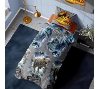 Herding Jurassic Duvet Cover - Dominion Design Raptors T Rex - Official Reversible Bedding Set - Single Duvet Cover and Pillowcase Set