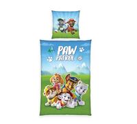 Herding Paw Patrol Bed Linen, Pillowcase 80 x 80 cm, Duvet Cover Approx. 135 x 200 cm, with Sliding Zipper, 100% Cotton