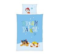 Herding Paw Patrol Bed Linen, Pillowcase Approx. 40 x 60 cm, Duvet Cover Approx. 100 x 135 cm, with Zip and Envelope Closure, 100% Cotton, Renforcé