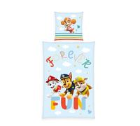 Herding Paw Patrol Bed Linen, Pillowcase Approx. 80 x 80 cm, Duvet Cover Approx. 135 x 200 cm, with Practical Button Placket, 100% Cotton
