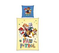Herding Paw Patrol Bed Linen Set, Pillowcase 80 x 80 cm with Zip and Reversible Motif, Duvet Cover 135 x 200 cm, with Zip, 100% Cotton/Renforcé