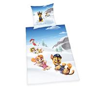 Herding Paw Patrol Bedding Set, Pillowcase 80 x 80 cm, Duvet Cover 135 x 200 cm, With Button Closure, 100% Cotton/Flannel, Multicoloured