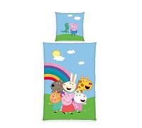 Herding Peppa Pig Bed Linen, Pillowcase Approx. 80 x 80 cm, Duvet Cover Approx. 135 x 200 cm, with Smooth Zip, 100% Cotton/Renforcé
