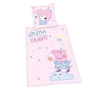 Herding Peppa Pig Bed Linen Set, Reversible, Pillow case 70 x 90 cm, Duvet cover 140 x 200 cm, Cotton/renforcé, Pink/multi-coloured