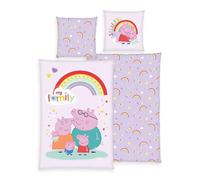 Herding Peppa Pig Flannel Bedding Set, Pillowcase 80 x 80 cm, Duvet Cover 135 x 200 cm, with Button Placket, 100% Cotton/Flannel