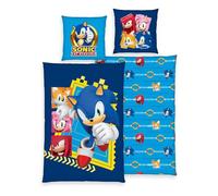 Herding Sonic Bed Linen, Pillowcase Approx. 80 x 80 cm, Duvet Cover Approx. 135 x 200 cm, with Zip and Reversible Motif, 100% Cotton/Renforcé