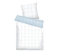 Herding Tom Tailor Bedding Bed Linen Large Check Crisp White & Sky Blue, 80 x 80 cm + 155 x 220 cm, 100% Cotton/Renforcé, with Reversible Motif and Coloured Branded Zip