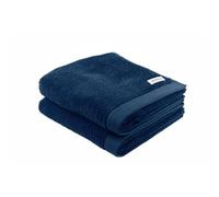 Herding TOM TAILOR Hand Towels, Set of 2, 50 x 100 cm, 100% Cotton/Terry Cloth with Hanger and Label with Logo, Colour Bath Towel Blue (Dark Navy)
