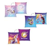 Herding Unicorn Academy Decorative Cushion, 40 x 40 cm, for Cuddling and Decoration, Polyester, Multi-Colour, Set of 3
