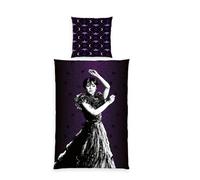 Herding Wednesday Bed Linen, Pillowcase Approx. 80 x 80 cm, Duvet Cover Approx. 135 x 200 cm, with Zip and Reversible Motif, 100% Cotton, Black, Design 2