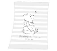 Herding Winnie-the-Pooh Baby Blanket, 75 x 100 cm, Microfibre Fleece, Grey/White