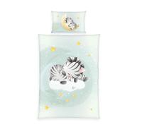 Herding Zebra Bed Linen, Pillowcase Approx. 40 x 60 cm, Duvet Cover Approx. 100 x 135 cm, with Smooth Zip, 100% Cotton/Renforcé