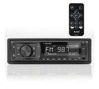 Herdio 240W Bluetooth Marine Stereo Receiver - Single DIN in-Dash AM/FM Radio with USB/AUX/MP3/Built-in Mic for Wireless Music Streaming & Hands-Free Calling (Black)