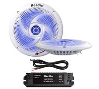 Herdio 4 Inch Bluetooth Marine Speakers, Low Profile Slim Design with LED Lights,80W 2-Way Weather Resistant Outdoor Audio, Suitable for Boat, RV, UTV, ATV, Golf Cart, 2 Pack White