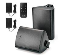 Herdio 5.25" 300W Max Power Wall Mount Outdoor Bluetooth Speakers, Be Waterproof and Able to Wireless Multi-Connection Up to 20 Units for Patio/Porch/Balcony (Black, 2-Pack)