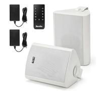 Herdio 5.25" 300W Max Power Wall Mount Outdoor Bluetooth Speakers, Be Waterproof and Able to Wireless Multi-Connection Up to 20 Units for Patio/Porch/Balcony (Whute, 2-Pack)
