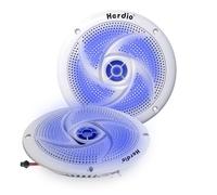 Herdio 5.25 Inch 160W Waterproof Marine Speakers - 2 Way Weather Resistant with LED Lights, and Low Profile Slim Style for Ooutdoor Boat，RV（White）