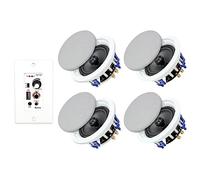 Herdio 5.25 Inch Ceiling Speakers 600W 2-Way Flush Mount with Bluetooth Wall Mount Amplifier Receiver Perfect for Home Theater Bathroom Living Room Kitchen Office(4 Speakers)