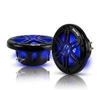 Herdio 6.5" 350W Marine Speakers - IP66 Waterproof Coaxial Audio, with Blue LED Light for Boats, ATVs, UTVs with UV Resistant Black Grille (A Pair)