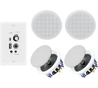 Herdio Home Audio Package in Wall Bluetooth Amplifier Volume Control Receiver Wall Plate with 6.5 Inch 640W Ceiling Speakers(2 Pairs)