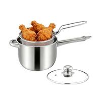 Herdplatten-Mini-Fritteuse - Fritteuse aus Edelstahl mit Frittierkorb Edelstahl 2,5 Liter - Mini it Korb | zum Kochen von Hähnchen, Fisch und mehr für Partys