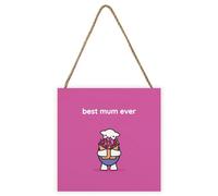 Herdy Best Mum Ever Plaque Pink/white/blue (20Cm X 20Cm X 2.7Cm)