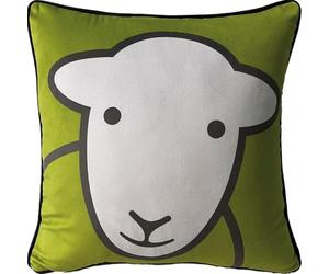 Herdy Hello Velvet Filled Cushion 40cm x 40cm Green/White