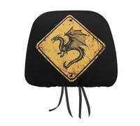 Here Be Dragons Road Sign Fashion Car Headrest Cover Full Wrap Head Rest Protector Universal Car Seat Cover