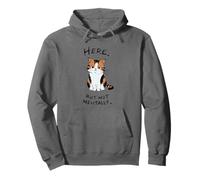 HERE. BUT NOT MENTALLY. | Funny Sarcastic Cute Cat Pullover Hoodie