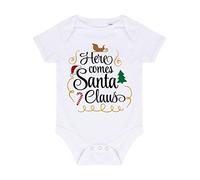 Here Comes Santa Claus Style one Baby Grow Vest, 3-6 Months, White