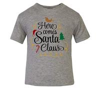 Here Comes Santa Claus Style one Short Sleeve Cotton Toddler t Shirt, 3-4 Years, Grey