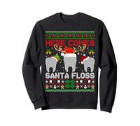 Here Comes Santa Floss Ugly Christmas Sweater Flossing Teeth Sweatshirt