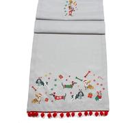Here Comes Santa Paws Embroidered Table Runner - 14" x 75"