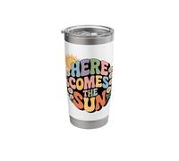 Here Comes Sun Retro Flower Spring Happy Summer Stainless Steel Insulated Tumbler