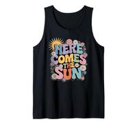 Here Comes Sun Retro Flower Spring Happy Summer Tank Top