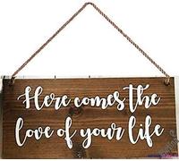 Here Comes The Love of Your Life Sign-Ring Bearer Sign-Wood Wedding Sign-Love of Your Life-Here Comes The Bride-Wedding Ceremony Kitchen Cafe Pub Decor, Wood wal Art, Rustic Wood decor gift 8x12 INCH