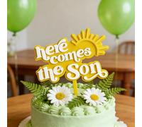 Here Comes The Son Baby Shower Cake Topper - First Birthday Cake Topper For Baby, Photo Booth Props, Sun Theme 1st Boy Birthday Party Cake Decoration Supplies, Large Double Layer Acrylic