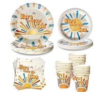 Here Comes The Son Baby Shower Decorations Include Paper Plates Napkins Cups, Disposable Lunch Party Supplies Decorations for Boho Sun Baby Shower Party Supplies, 24 Guests