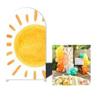 Here Comes The Son Boho Orange Sunrise Arch Backdrop Cover for Boy Baby Shower Birthday Party Decoration,Neutral Chiara Arched Rainbow Background (G-3825,4x7.2ft(125x220cm))
