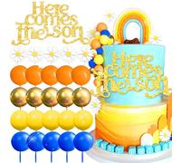 Here Comes The Son Cake Toppers Sun Daisy Cake Topper Yellow Orange Blue Balls Cake Decorations Here Comes The Son Baby Shower Decor Boho Cake Topper Sunshine Baby Shower Decorations