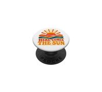 Here Comes The Sun Fun Summer Sunrise Retro Art Graphic PopSockets Adhesive PopGrip