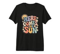 Here Comes The Sun Retro Flower Spring Happy Summer Premium T-Shirt