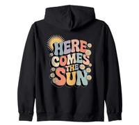 Here Comes The Sun Retro Flower Spring Happy Summer Zip Hoodie