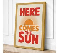 Here Comes The Sun Typography Canvas Wall Art Print 36x24 Inch