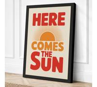 Here Comes The Sun Typography Canvas Wall Art Print 36x24 Inch