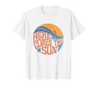 Here Comes the Sun Vintage Retro Sixties Surf Summer Beach Value Graphic T-Shirt, Men, White, M