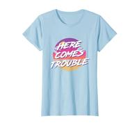 Here Comes Trouble 1980s Style Colorful Casual Rad T-Shirt